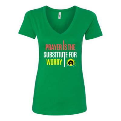 Prayer is the Substitute for Worry V-Neck T-shirt