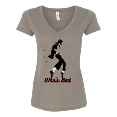 MJ Who's Bad V-neck T-shirt