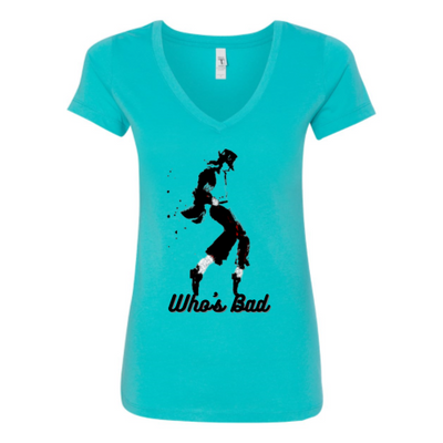 MJ Who's Bad V-neck T-shirt